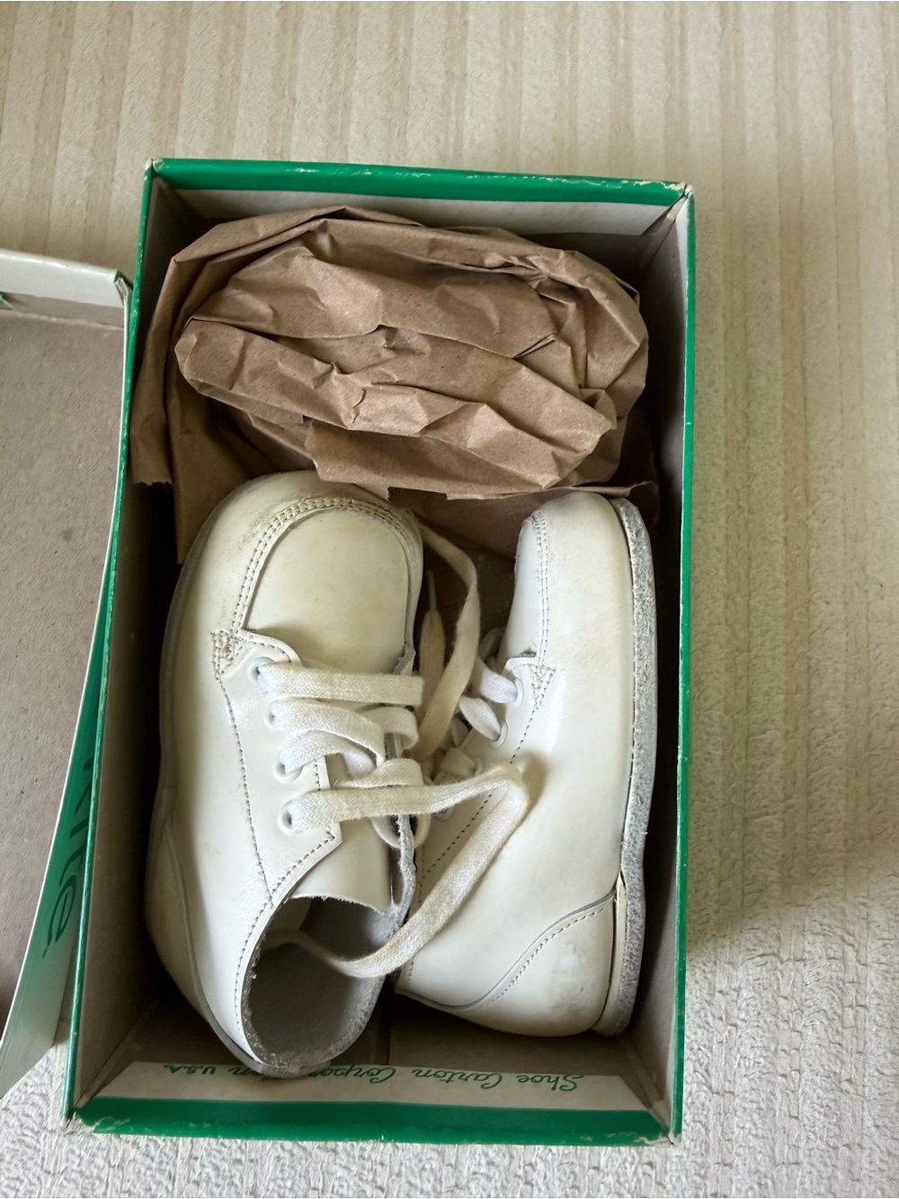 Vintage Stride Rite White Leather Baby Walker Shoes